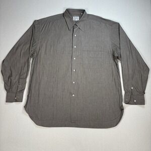 Lorenzini Dress Shirt Mens 43-17 Gray Pocket 100% Cotton Made in Italy Button Up